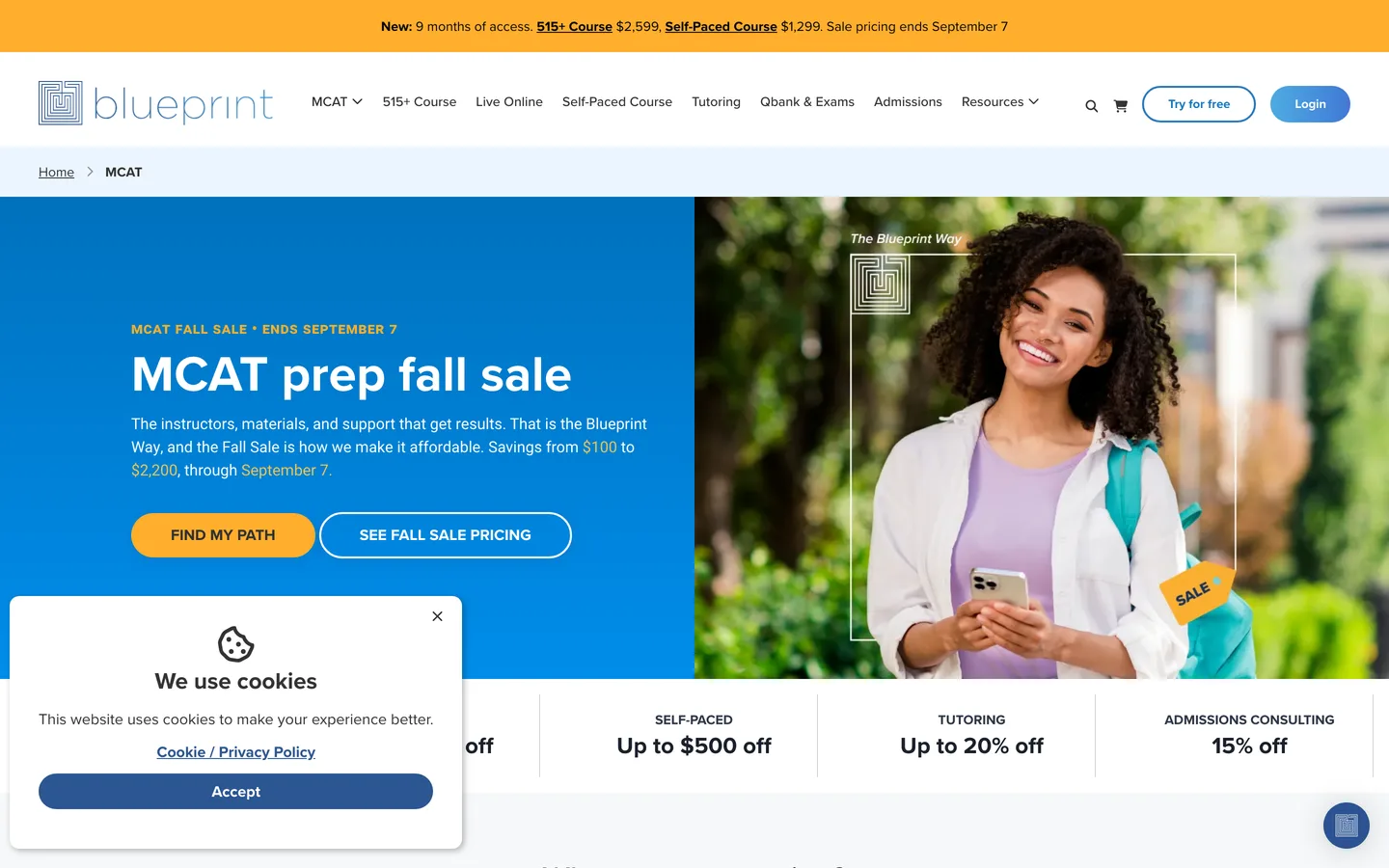 Blueprint MCAT course page