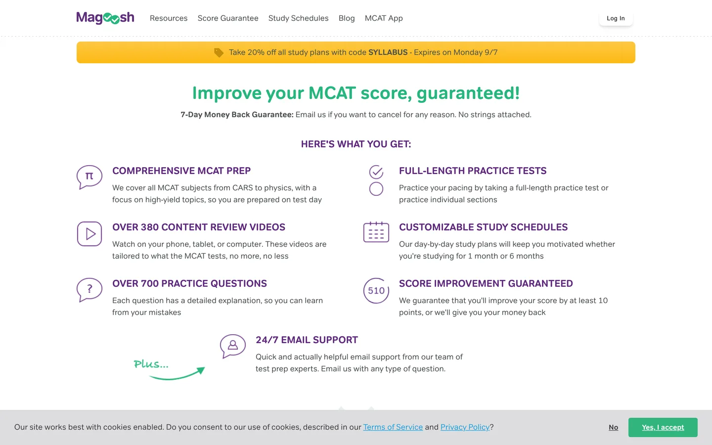 Magoosh MCAT plans page