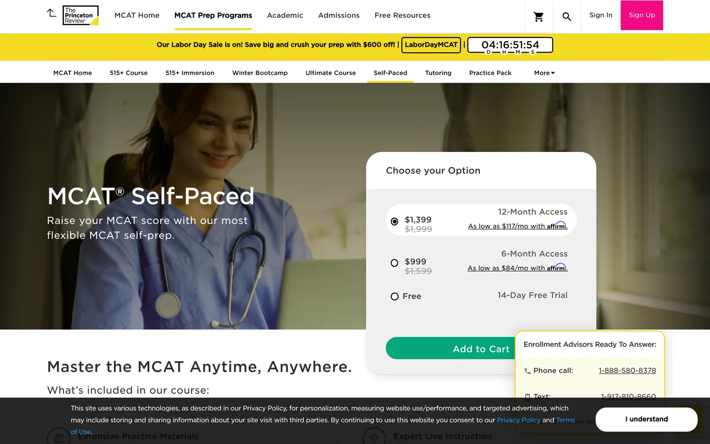 Princeton Review self-paced page