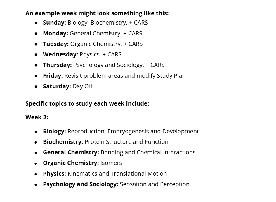 Image from Best MCAT Study Plan Templates