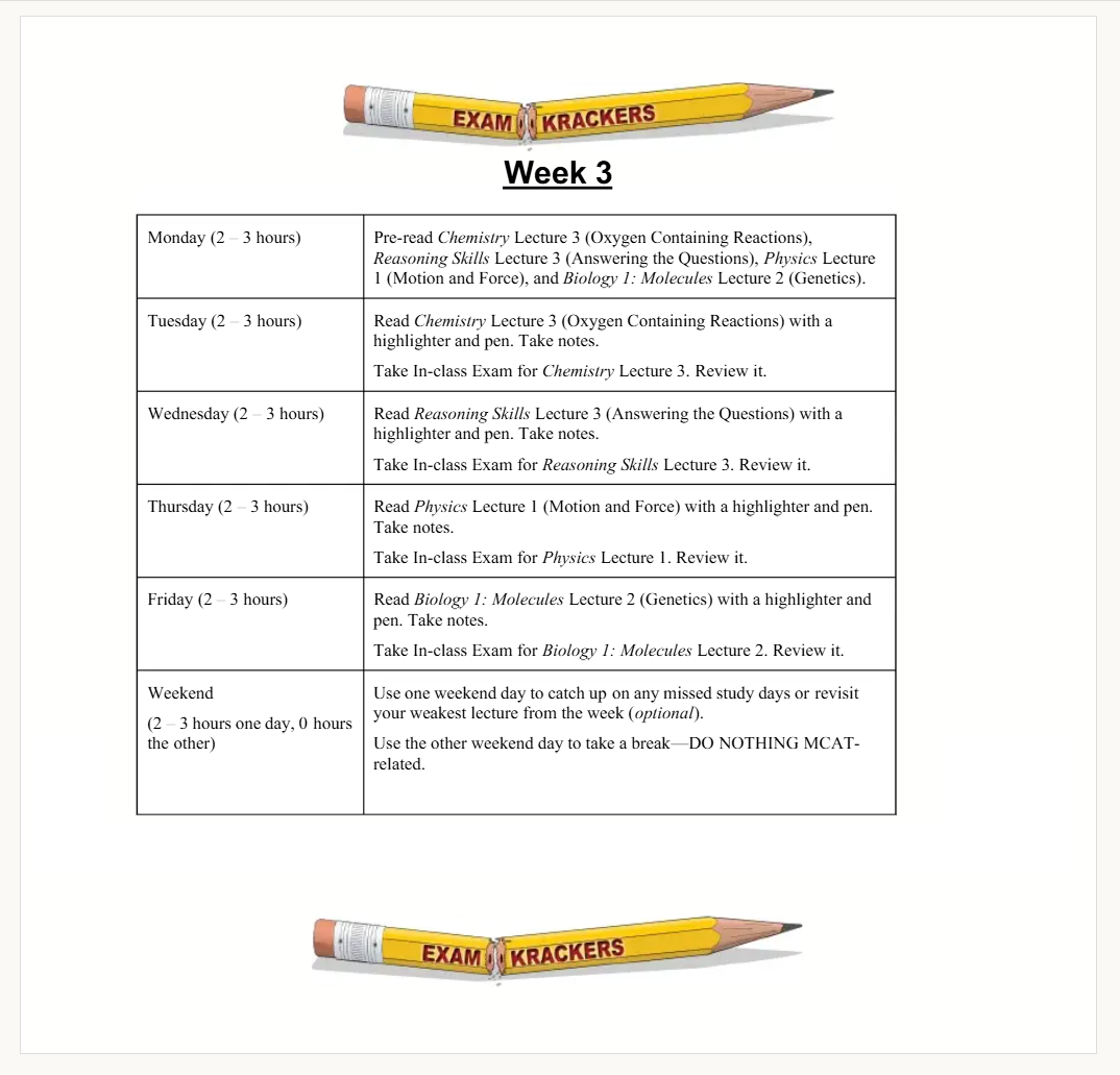 examcrackers mcat study plan