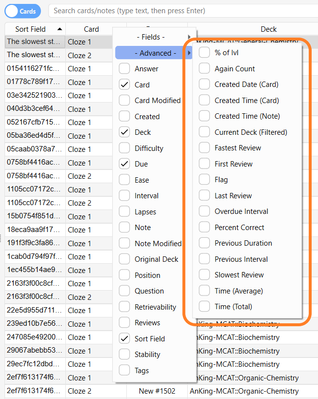 Anki Advanced Browser Add-On